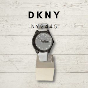 Donna Karen New York DKNY White Leather, Titanium Case Watch NY 2445